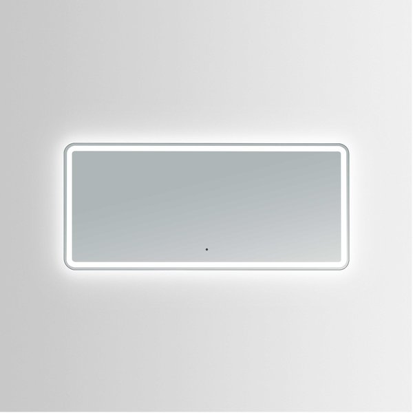Innoci-Usa Hermes 60 in. W x 28 in. H Rectangular Round Corner LED Mirror with Touchless Control 63606228